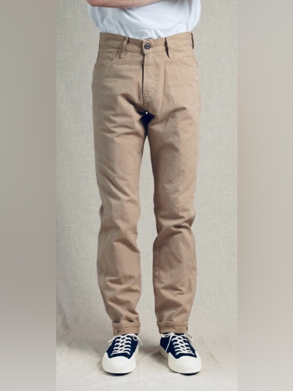 Swedish C.O.F. Studio Relaxed Five-Pocket Light Canvas Taupe